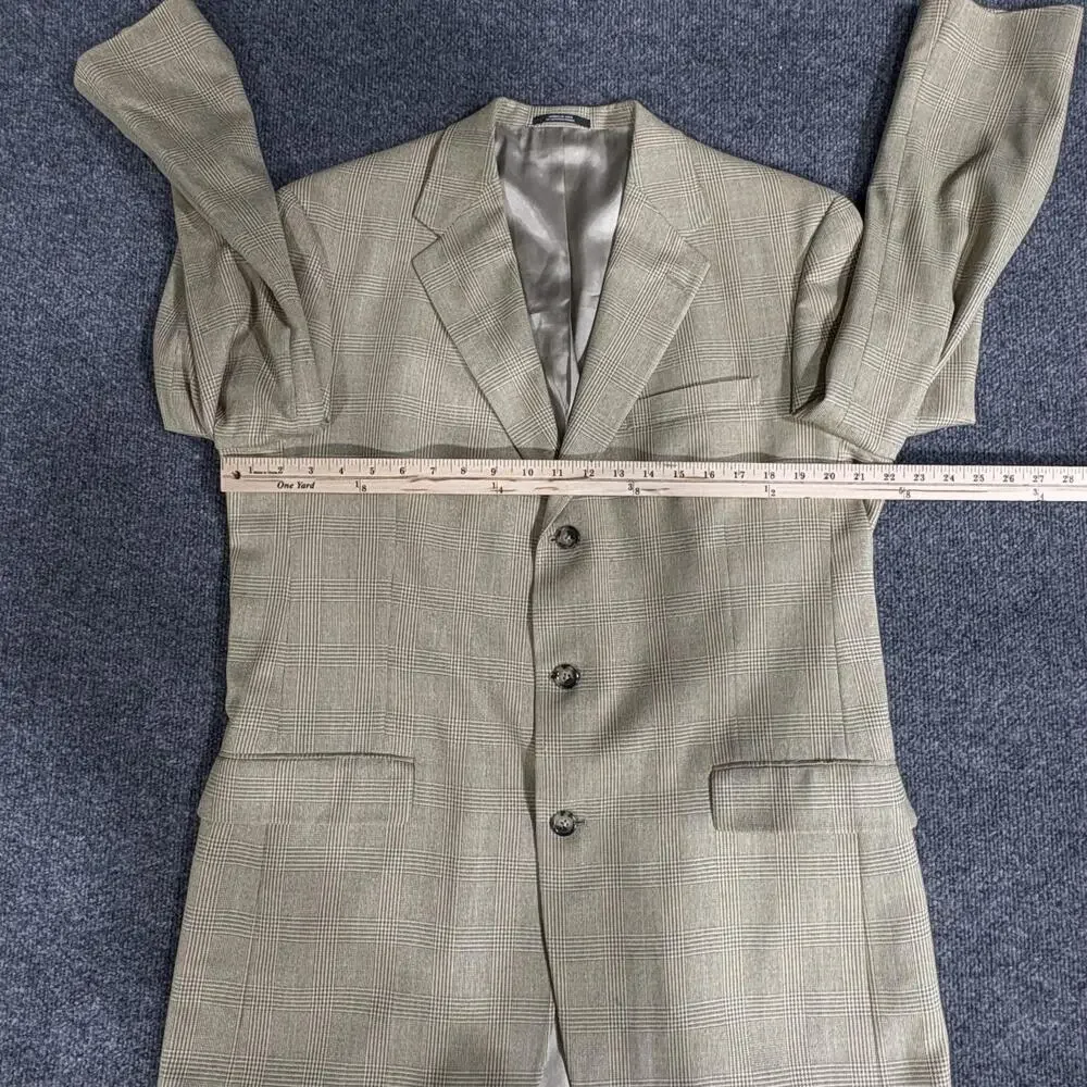 Austin Reed Blazer Mens 42L Tan Glen Plaid Sport Coat Made USA 3 Button Classic